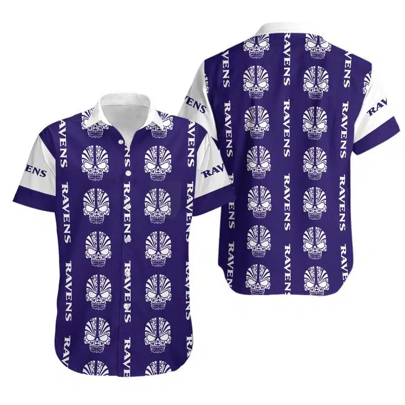 Combo Baltimore Ravens Button-Up Shirt & Men Shorts NS41