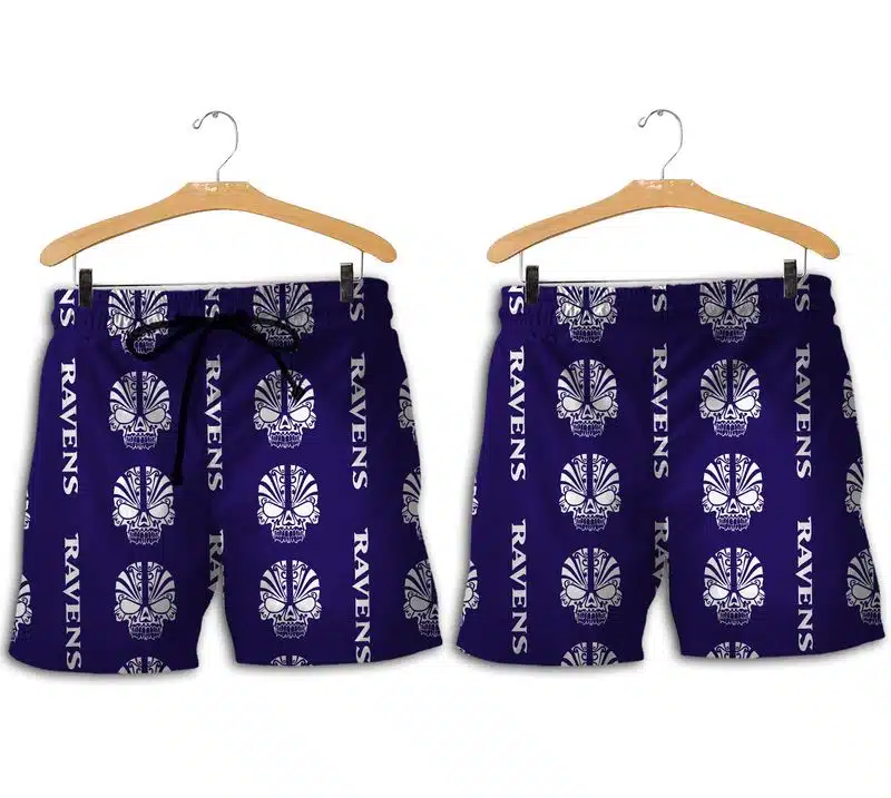 Combo Baltimore Ravens Button-Up Shirt & Men Shorts NS41 - Image 2