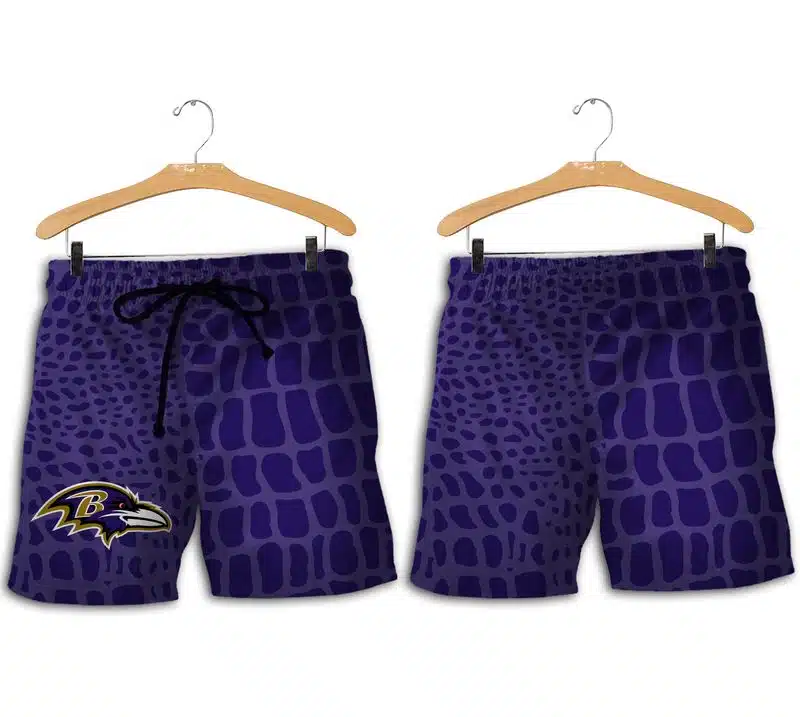Combo Baltimore Ravens Button-Up Shirt & Men Shorts JF34 - Image 2