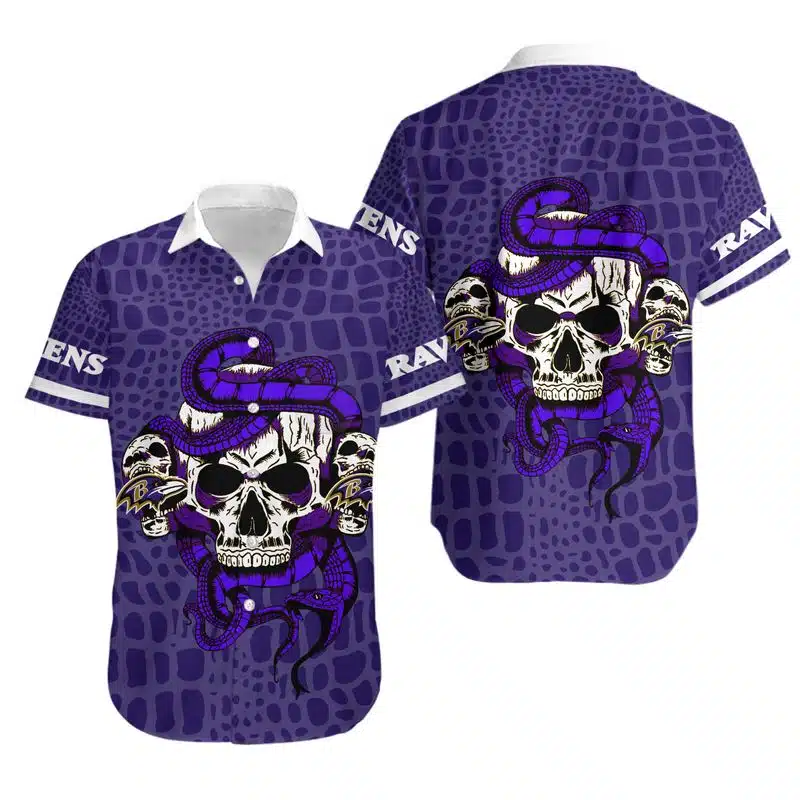 Combo Baltimore Ravens Button-Up Shirt & Men Shorts JF34