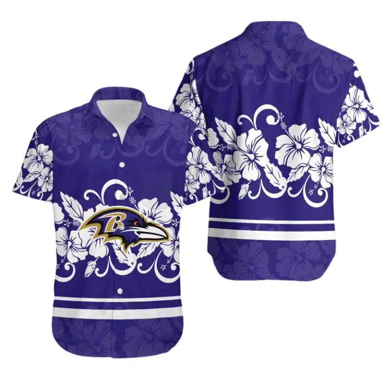 Combo Baltimore Ravens Button-Up Shirt & Men Shorts CJ27