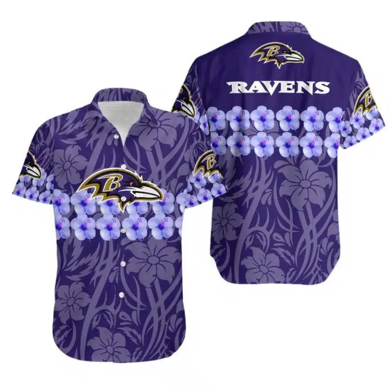 Combo Baltimore Ravens Button-Up Shirt & Men Shorts NM71