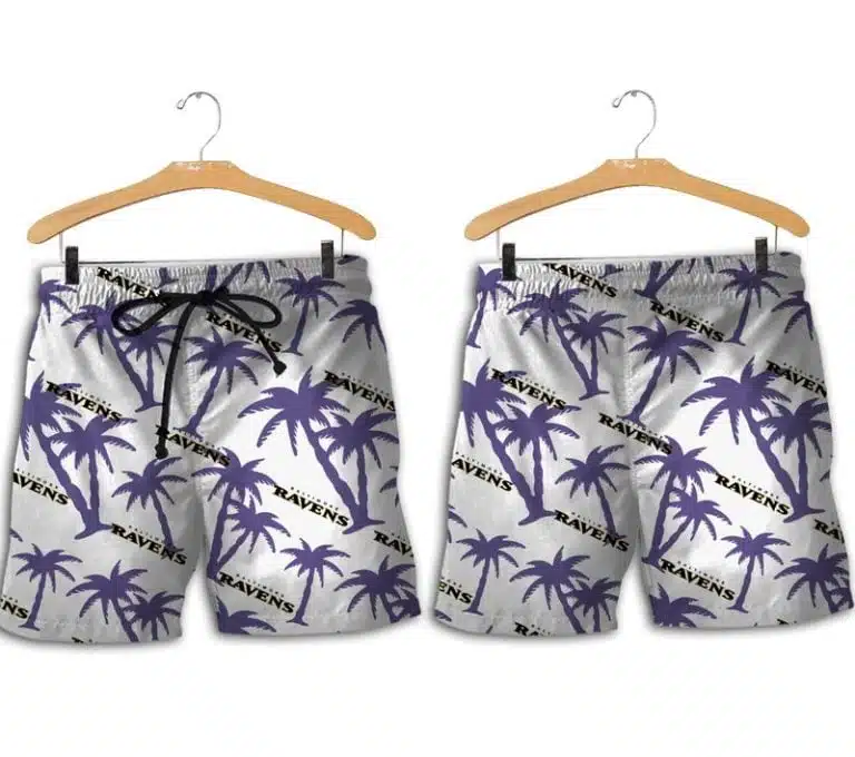 Combo Baltimore Ravens Button-Up Shirt & Men Shorts KF13 - Image 2