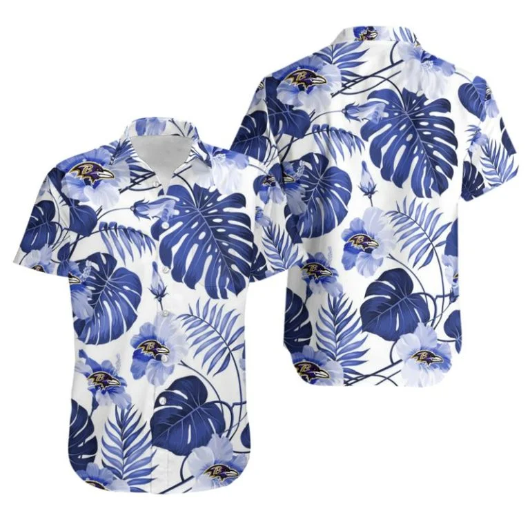 Combo Baltimore Ravens Button-Up Shirt & Men Shorts CB34