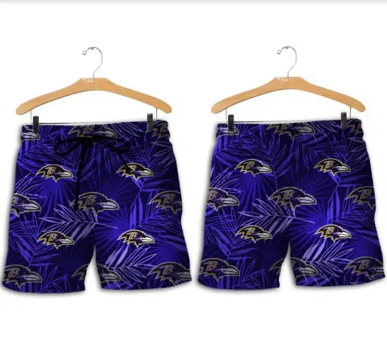 Combo Baltimore Ravens Button-Up Shirt & Men Shorts FL25 - Image 2