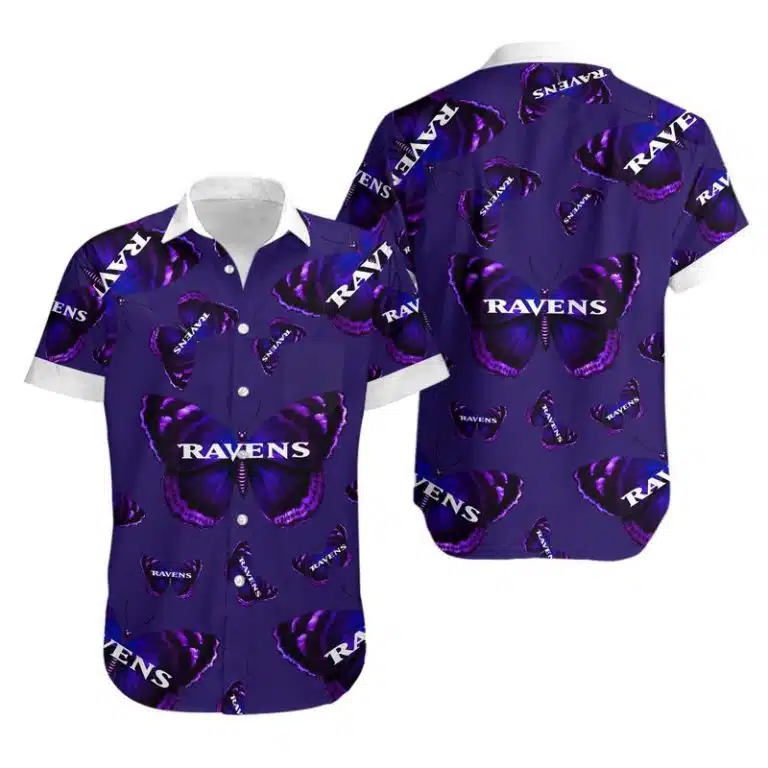 Combo Baltimore Ravens Button-Up Shirt & Men Shorts CH13