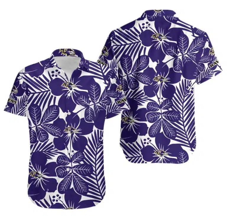 Combo Baltimore Ravens Button-Up Shirt & Men Shorts NH29