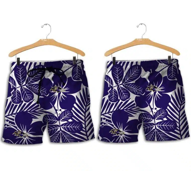 Combo Baltimore Ravens Button-Up Shirt & Men Shorts NH29 - Image 2