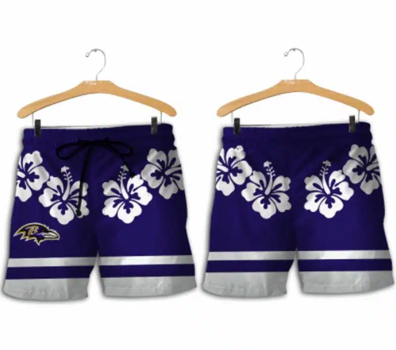 Combo Baltimore Ravens Button-Up Shirt & Men Shorts VS13 - Image 2