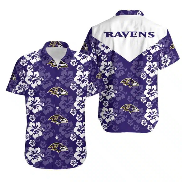 Combo Baltimore Ravens Button-Up Shirt & Men Shorts XH41