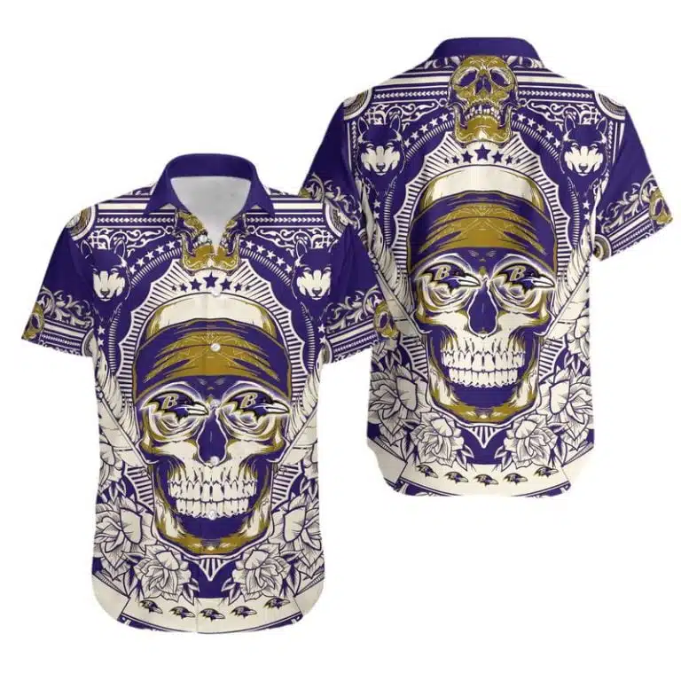 Combo Baltimore Ravens Button-Up Shirt & Men Shorts CK27