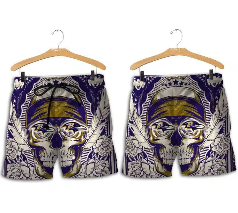 Combo Baltimore Ravens Button-Up Shirt & Men Shorts CK27 - Image 2