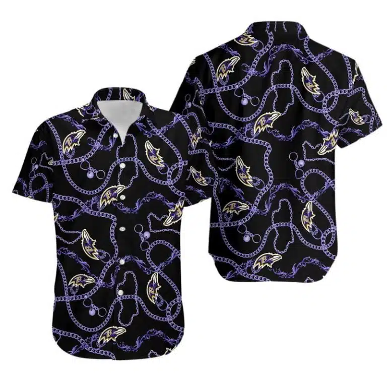 Combo Baltimore Ravens Button-Up Shirt & Men Shorts RP64