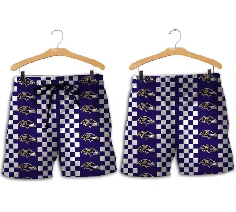 Combo Baltimore Ravens Button-Up Shirt & Men Shorts DK84 - Image 2