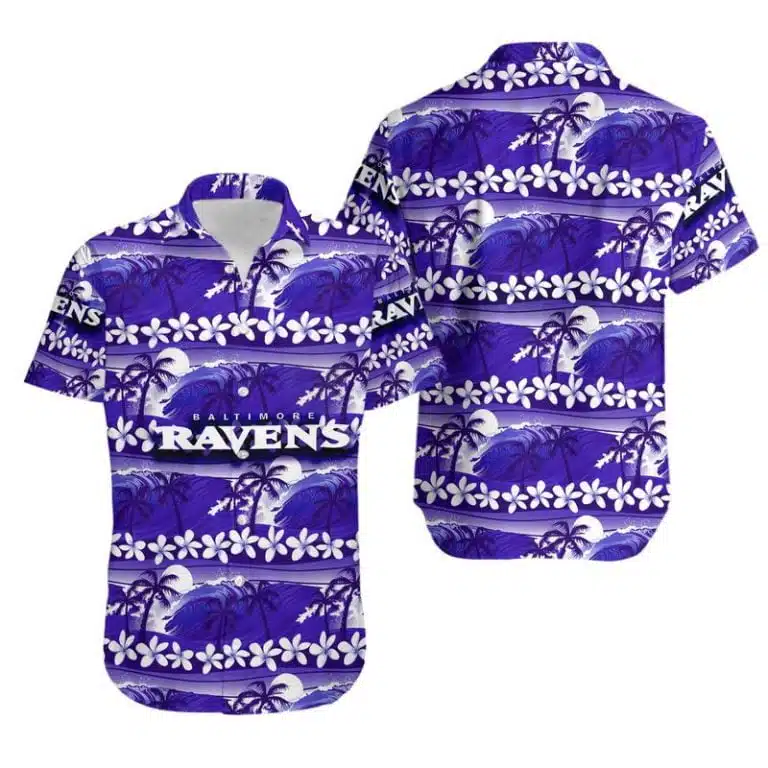 Combo Baltimore Ravens Button-Up Shirt & Men Shorts CG14