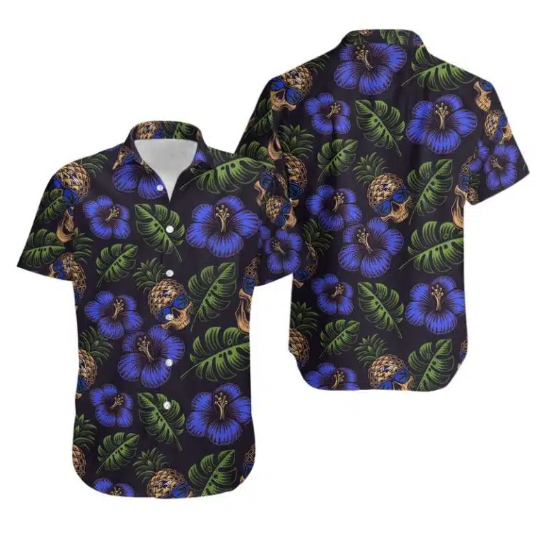 Combo Baltimore Ravens Button-Up Shirt & Men Shorts UT37