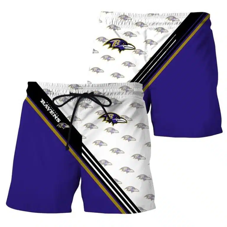 Combo Baltimore Ravens Button-Up Shirt & Men Shorts TK12 - Image 2