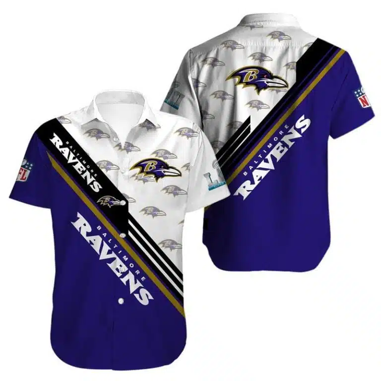 Combo Baltimore Ravens Button-Up Shirt & Men Shorts TK12