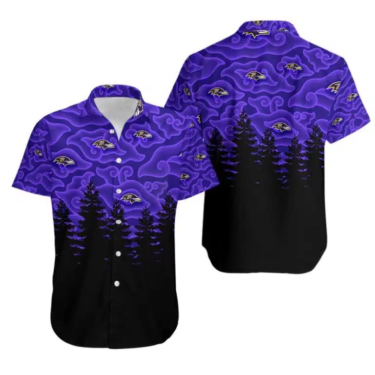 Combo Baltimore Ravens Button-Up Shirt & Men Shorts KS34