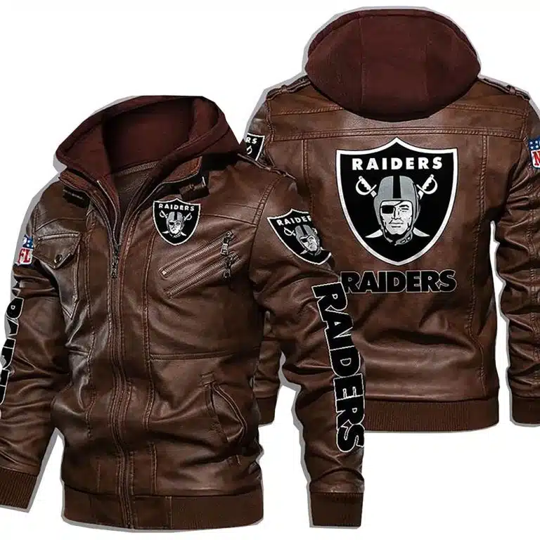 Las Vegas Raiders Leather Jacket EG76 - Image 2