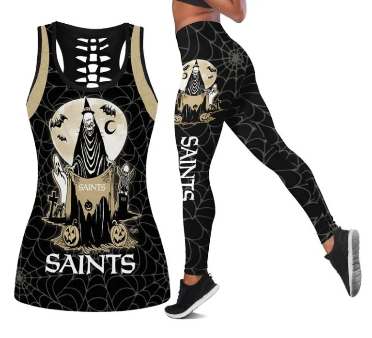 New Orleans Saints Women's Hollow Out Tank Top + Legging EO68