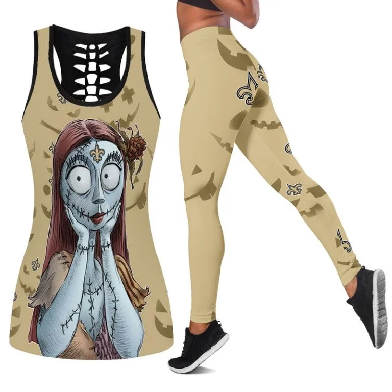 New Orleans Saints Women's Hollow Out Tank Top + Legging EY76