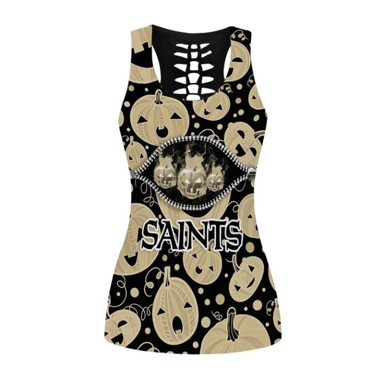New Orleans Saints Women's Hollow Out Tank Top + Legging WH67 - Image 2