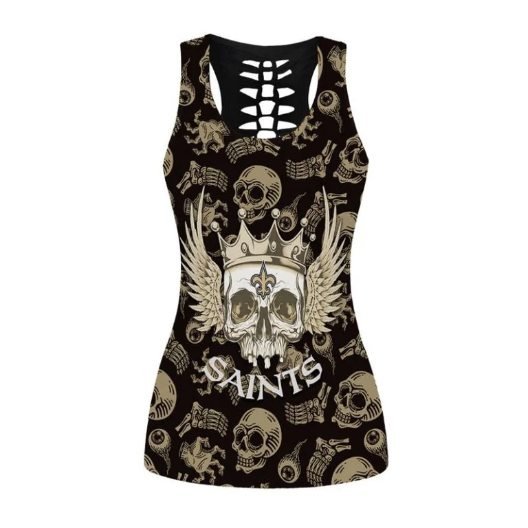 New Orleans Saints Women's Hollow Out Tank Top + Legging JT79 - Image 2