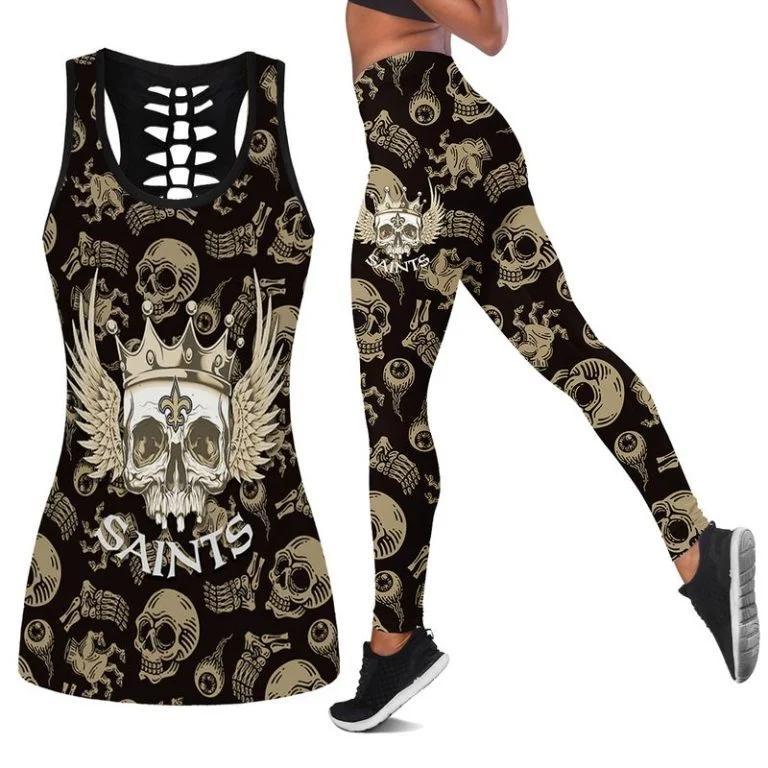 New Orleans Saints Women's Hollow Out Tank Top + Legging JT79