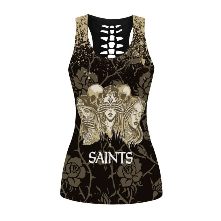 New Orleans Saints Women's Hollow Out Tank Top + Legging WI73 - Image 2