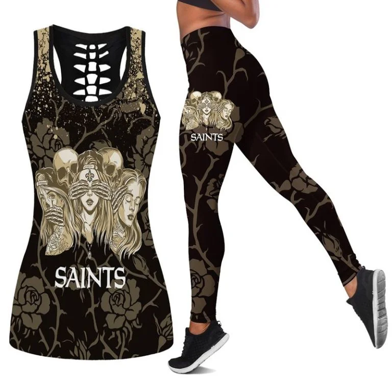 New Orleans Saints Women's Hollow Out Tank Top + Legging WI73