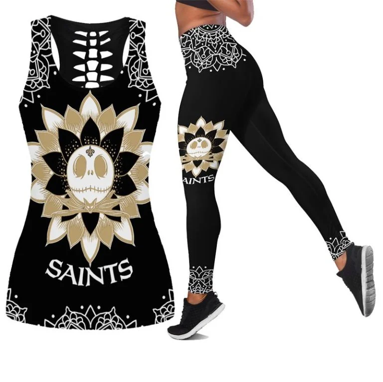 New Orleans Saints Women's Hollow Out Tank Top + Legging TO57