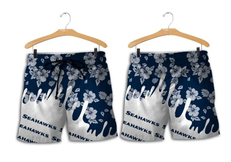 Combo Seattle Seahawks Button-Up Shirt & Men Shorts EJ74 - Image 2