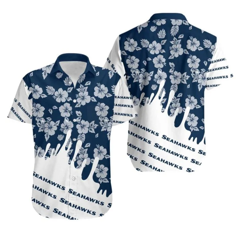 Combo Seattle Seahawks Button-Up Shirt & Men Shorts EJ74