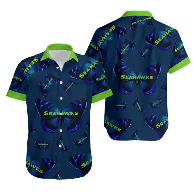 Combo Seattle Seahawks Button-Up Shirt & Men Shorts JT74