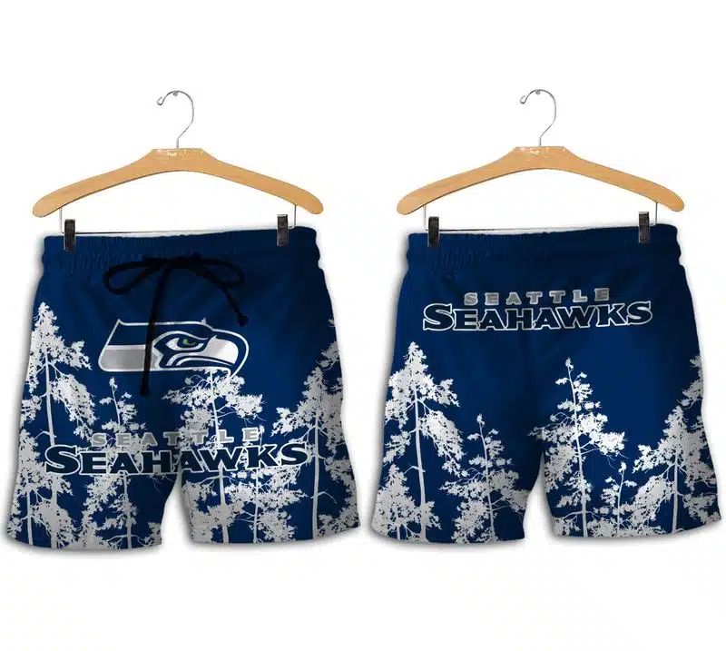 Combo Seattle Seahawks Button-Up Shirt & Men Shorts EH74 - Image 2