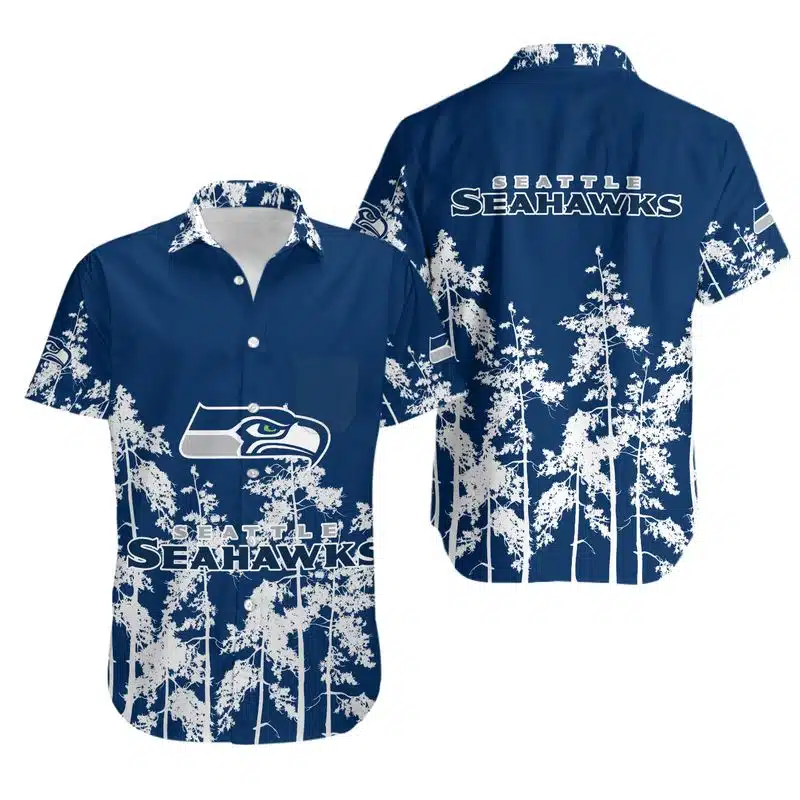 Combo Seattle Seahawks Button-Up Shirt & Men Shorts EH74