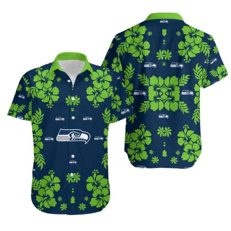 Combo Seattle Seahawks Button-Up Shirt & Men Shorts YF74