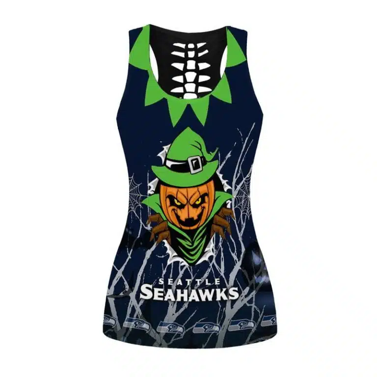 Seattle Seahawks Women's Hollow Out Tank Top + Legging TS46 - Image 2
