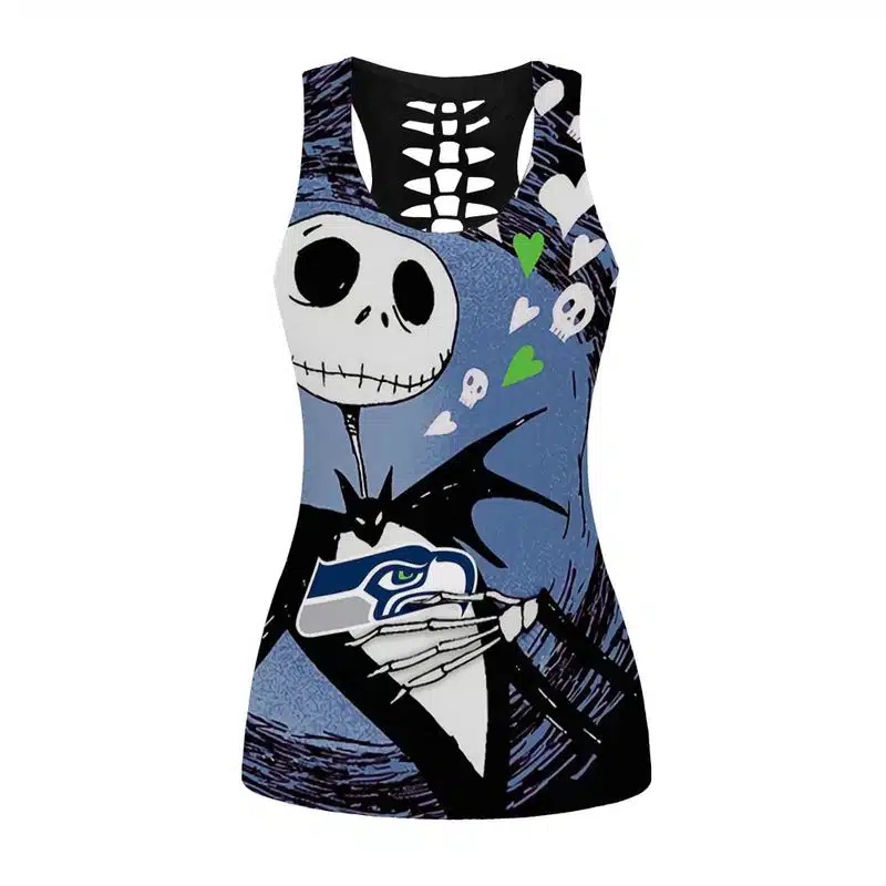 Seattle Seahawks Women's Hollow Out Tank Top + Legging YX21 - Image 2