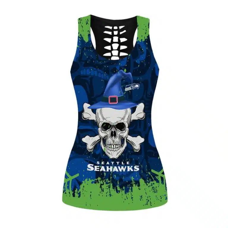 Seattle Seahawks Women's Hollow Out Tank Top + Legging KG67 - Image 2