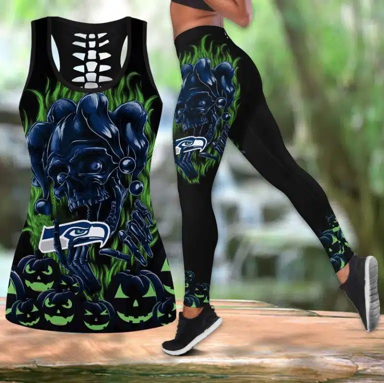 Seattle Seahawks Women's Hollow Out Tank Top + Legging JD34