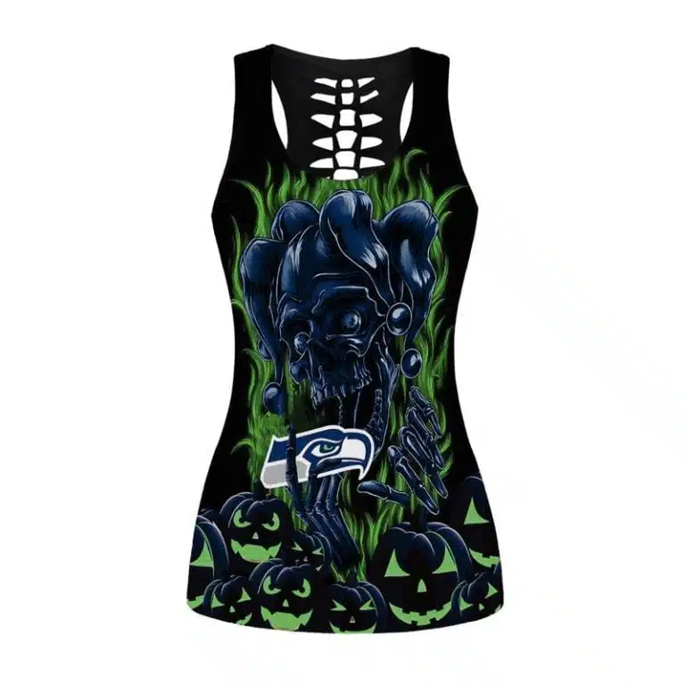 Seattle Seahawks Women's Hollow Out Tank Top + Legging JD34 - Image 2