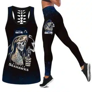 Seattle Seahawks Women's Hollow Out Tank Top + LeggingKY20
