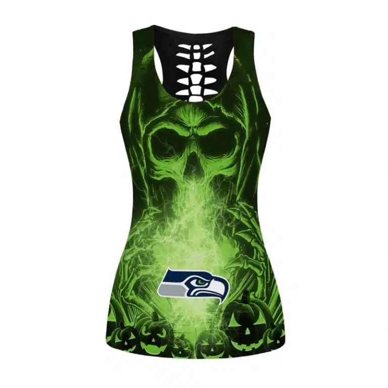 Seattle Seahawks Women's Hollow Out Tank Top + Legging TD47 - Image 2