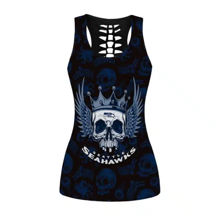 Seattle Seahawks Women's Hollow Out Tank Top + Legging EK54 - Image 2
