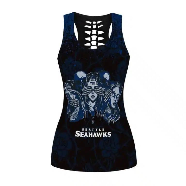 Seattle Seahawks Women's Hollow Out Tank Top + Legging EK71 - Image 2