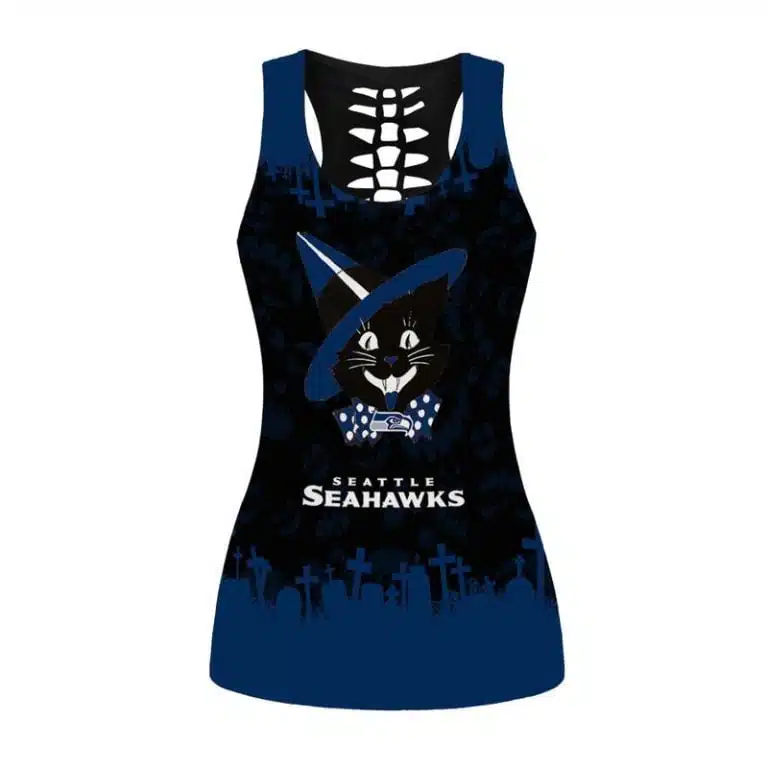 Seattle Seahawks Women's Hollow Out Tank Top + Legging TF31 - Image 2