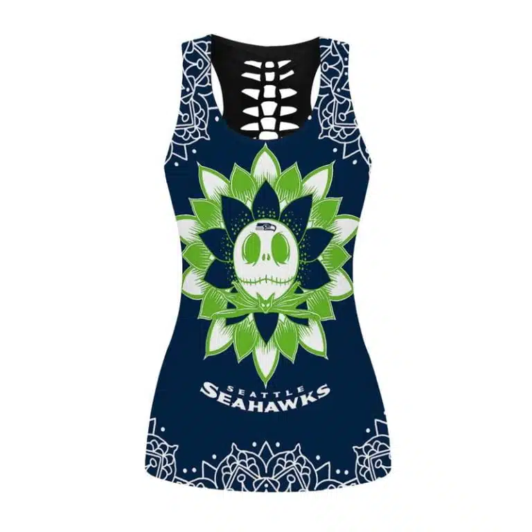 Seattle Seahawks Women's Hollow Out Tank Top + Legging KR67 - Image 2