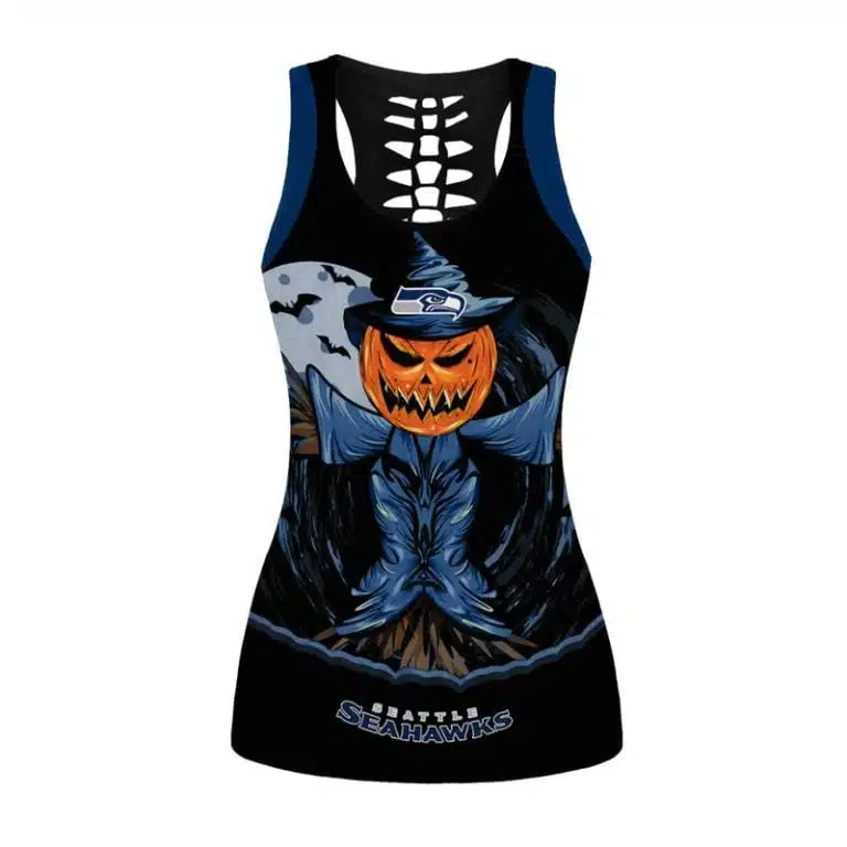 Seattle Seahawks Women's Hollow Out Tank Top + Legging LU64 - Image 2